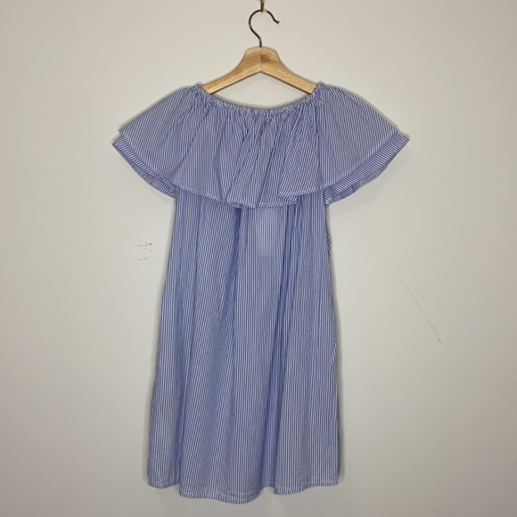 Zara 100% Algodon Cotton Striped Tube Top Ruffle Dress - Picture 6 of 10